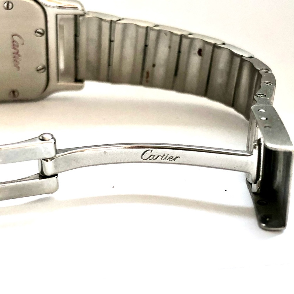 CARTIER SANTOS GALBEE 24mm Quartz Steel 1.09TCW Diamond Watch Blue Numerals - Picture 6 of 7